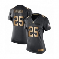 Womens Los Angeles Chargers 25 Melvin Gordon Limited Black Gold Salute to Service Football Jersey