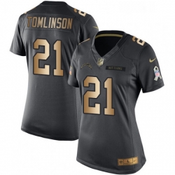 Womens Nike Los Angeles Chargers 21 LaDainian Tomlinson Limited BlackGold Salute to Service NFL Jersey