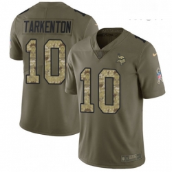 Mens Nike Minnesota Vikings 10 Fran Tarkenton Limited OliveCamo 2017 Salute to Service NFL Jersey