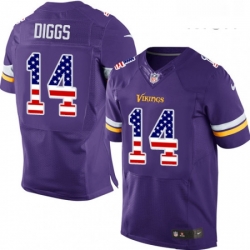 Mens Nike Minnesota Vikings 14 Stefon Diggs Elite Purple Home USA Flag Fashion NFL Jersey