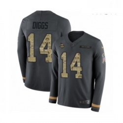 Mens Nike Minnesota Vikings 14 Stefon Diggs Limited Black Salute to Service Therma Long Sleeve NFL Jersey