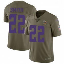 Mens Nike Minnesota Vikings 22 Harrison Smith Limited Olive 2017 Salute to Service NFL Jersey