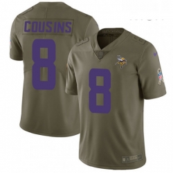 Mens Nike Minnesota Vikings 8 Kirk Cousins Limited Olive 2017 Salute to Service NFL Jersey