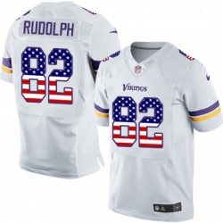 Mens Nike Minnesota Vikings 82 Kyle Rudolph Elite White Road USA Flag Fashion NFL Jersey