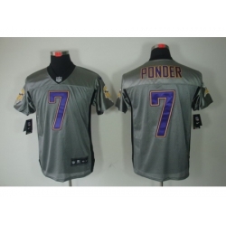 Nike Minnesota Vikings 7 Christian Ponder Grey Elite Shadow NFL Jersey