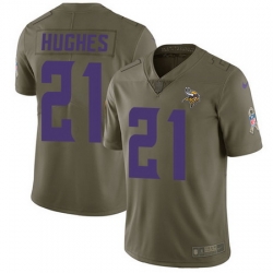 Nike Vikings #21 Mike Hughes Olive Mens Stitched NFL Limited 2017 Salute To Service Jersey