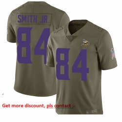 Vikings 84 Irv Smith Jr  Olive Men Stitched Football Limited 2017 Salute To Service Jersey