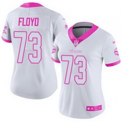 Nike Vikings #73 Sharrif Floyd White Pink Womens Stitched NFL Limited Rush Fashion Jersey