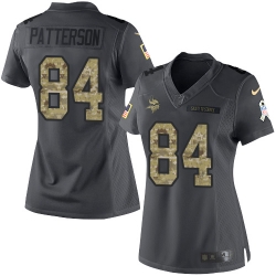 Nike Vikings #84 Cordarrelle Patterson Black Womens Stitched NFL Limited 2016 Salute To Service Jersey