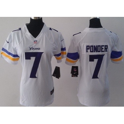 Women Nike Minnesota Vikings 7 Christian Ponder White Game NFL Football Jerseys 2013 New Style