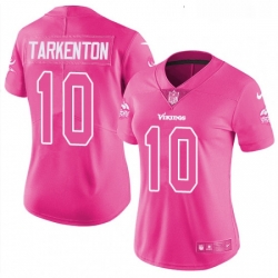 Womens Nike Minnesota Vikings 10 Fran Tarkenton Limited Pink Rush Fashion NFL Jersey