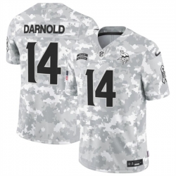 Youth Minnesota Vikings 14 Sam Darnold 2024 F U S E Arctic Camo Salute To Service Limited Stitched Football Jersey