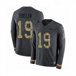 Youth Nike Minnesota Vikings 19 Adam Thielen Limited Black Salute to Service Therma Long Sleeve NFL Jersey