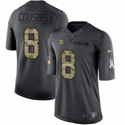 Youth Nike Minnesota Vikings 8 Kirk Cousins Limited Black 2016 Salute to Service NFL Jersey