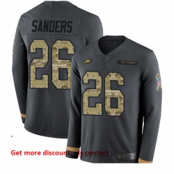 Eagles 26 Miles Sanders Anthracite Salute to Service Men Stitched Football Limited Therma Long Sleeve Jersey