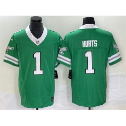 Men Philadelphia Eagles 1 Jalen Hurts Green 2023 F U S E  Vapor Untouchable Stitched Football Jersey