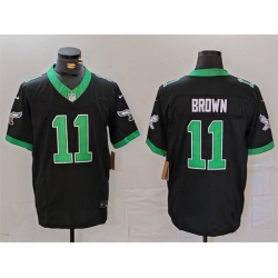 Men Philadelphia Eagles 11 A  J  Brown Black F U S E  Vapor Untouchable Stitched Football Jersey