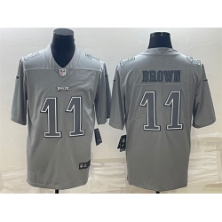 Men Philadelphia Eagles 11 A J  Brown Gray Atmosphere Fashion Stitched Jersey