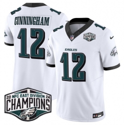 Men Philadelphia Eagles 12 Randall Cunningham White 2024 New NFC East Champions F U S E  Vapor Untouchable Limited Stitched Football Jersey