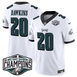 Men Philadelphia Eagles 20 Brian Dawkins White 2024 NFC East Champions F U S E  Vapor Untouchable Limited Stitched Football Jersey