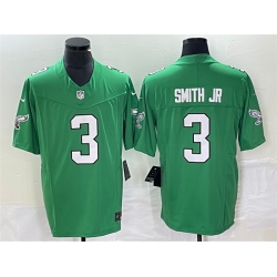 Men Philadelphia Eagles 3 Nolan Smith JR Green 2023 F U S E  Vapor Untouchable Stitched Football Jersey