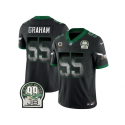 Men Philadelphia Eagles 55 Brandon Graham Black 2023 F U S E  With 4 Star C Patch Throwback Vapor Untouchable Limited Stitched Football Jersey