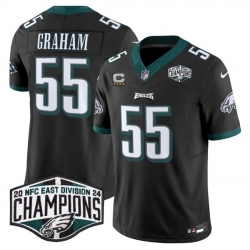 Men Philadelphia Eagles 55 Brandon Graham Black 2024 NFC East Champions With 4 Star C Patch F U S E  Vapor Untouchable Limited Stitched Football Jersey