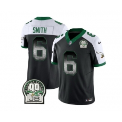 Men Philadelphia Eagles 6 DeVonta Smith Black White 2023 F U S E  Throwback Vapor Untouchable Limited Stitched Football Jersey