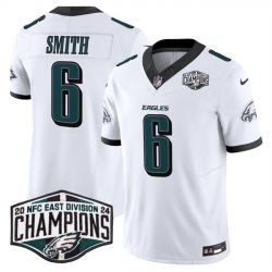 Men Philadelphia Eagles 6 DeVonta Smith White 2024 New NFC East Champions F U S E  Vapor Untouchable Limited Stitched Football Jersey