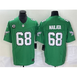 Men Philadelphia Eagles 68 Jordan Mailata Green 2023 F U S E With C Patch Vapor Untouchable Stitched Football Jersey