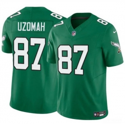 Men Philadelphia Eagles 87 C J  Uzomah Green 2023 F U S E Vapor Untouchable Throwback Limited Stitched Football Jersey