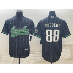 Men Philadelphia Eagles 88 Dallas Goedert Black With Patch Cool Base Stitched Baseball Jerseys