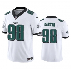 Men Philadelphia Eagles 98 Jalen Carter White 2023 F U S E  Vapor Untouchable Limited Stitched Football Jersey