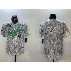 Men Philadelphia Eagles big logo 2024 F U S E Arctic Camo Salute To Service Limited Stitched Jersey 6