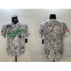 Men Philadelphia Eagles big logo 2024 F U S E Arctic Camo Salute To Service Limited Stitched Jersey 7