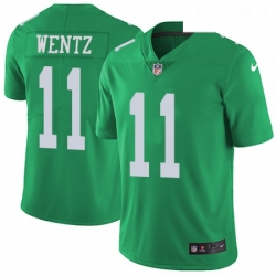 Mens Nike Philadelphia Eagles 11 Carson Wentz Limited Green Rush Vapor Untouchable NFL Jersey