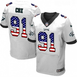 Mens Nike Philadelphia Eagles 91 Fletcher Cox Elite White Road USA Flag Fashion NFL Jersey