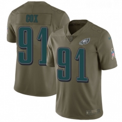 Mens Nike Philadelphia Eagles 91 Fletcher Cox Limited Olive 2017 Salute to Service NFL Jersey