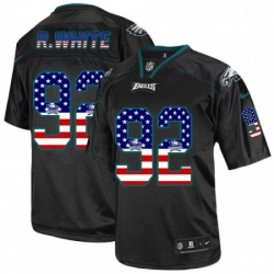 Mens Nike Philadelphia Eagles 92 Reggie White Elite Black USA Flag Fashion NFL Jersey