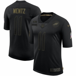 Men's Philadelphia Eagles #11 Carson Wentz Black Nike 2020 Salute To Service Limited Jersey