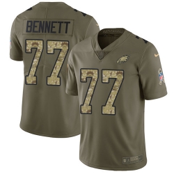 Nike Eagles #77 Michael Bennett Olive Camo Mens Stitched NFL Limited 2017 Salute To Service Jersey