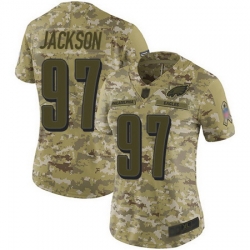 Eagles 97 Malik Jackson Camo Womens Stitched Football Limited 2018 Salute to Service Jersey