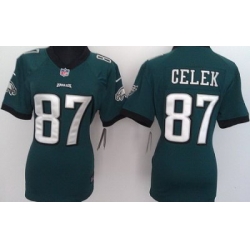 Women Nike Philadelphia Eagles #87 Brent Celek Green Nike NFL Jerseys