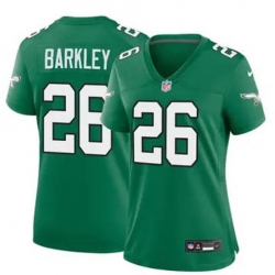 Women Philadelphia Eagles 26 Saquon Barkley Green 2023 F U S E Vapor Untouchable Limited Throwback Stitched Football Jersey