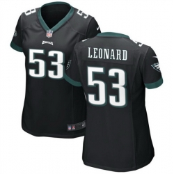 Women Philadelphia Eagles 53 Shaquille Leonard Black Stitched Football Jersey 28Run Small 29