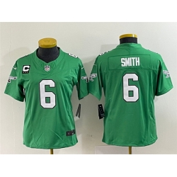 Women Philadelphia Eagles 6 DeVonta Smith Green 2023 F U S E  With C Patch Stitched Football Jersey  Run Small