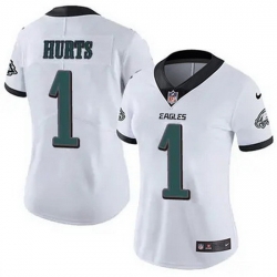 Women Philadelphia Eagles Jalen Hurts 1 White F U S E Stitched NFL Jersey