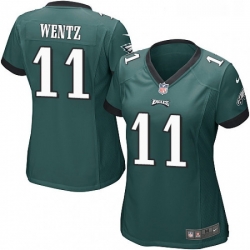 Womens Nike Philadelphia Eagles 11 Carson Wentz Game Midnight Green Team Color NFL Jersey