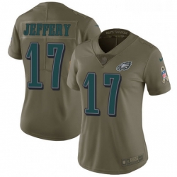 Womens Nike Philadelphia Eagles 17 Alshon Jeffery Limited Olive 2017 Salute to Service NFL Jersey