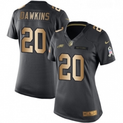 Womens Nike Philadelphia Eagles 20 Brian Dawkins Limited BlackGold Salute to Service NFL Jersey